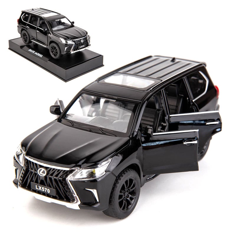 BDTCTK 132 Compatible for Lexus LX570 OffRoad in Luxury SUV Model Car Zinc Alloy Pull Back Toy car with Sound and Light for Kids Boy Girl GiftBlack - Image 2