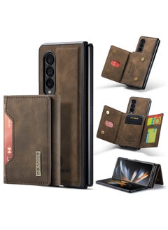 DGMING Wallet Case for Samsung Galaxy Z Fold 4, DG.MING Premium Leather Phone Case Back Cover Magnetic Detachable with Trifold Wallet Card Holder Pocket (Coffee)  - Image 1