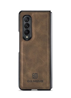 DGMING Wallet Case for Samsung Galaxy Z Fold 4, DG.MING Premium Leather Phone Case Back Cover Magnetic Detachable with Trifold Wallet Card Holder Pocket (Coffee)  - Image 4