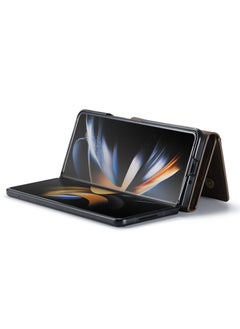 DGMING Wallet Case for Samsung Galaxy Z Fold 4, DG.MING Premium Leather Phone Case Back Cover Magnetic Detachable with Trifold Wallet Card Holder Pocket (Coffee)  - Image 5