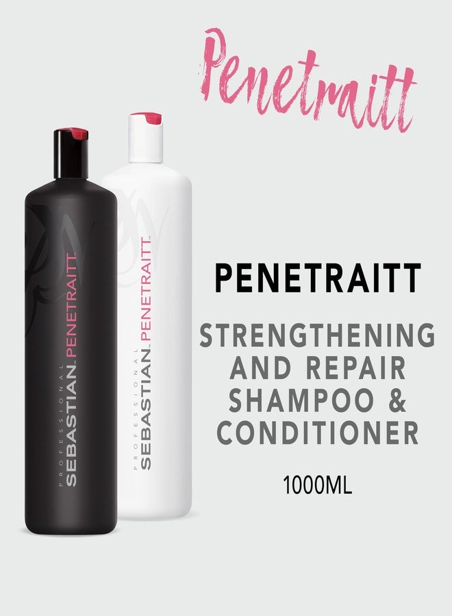 Sebastian Professional Penetraitt Shampoo & Conditioner Duo Set | 33.8 Fl Oz Liter Bottles Prepack with Pumps Included | Strengthening & Deep Repair | For Dry, Damaged, & Colored Hair - Image 2