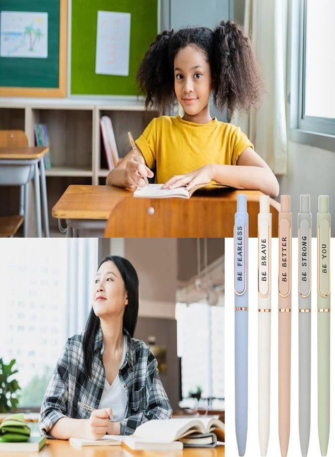 ٥ أقلام ملهمة، قلم تحفيزي للنساء، أقلام جل باستيل برأس رفيع للكتابة السلسة، حبر سريع الجفاف ٠٫٥ مم، أدوات مكتبية يابانية، لوازم مدرسية لطيفة للمكاتب والتمريض، هدايا إيجابية - Image 5