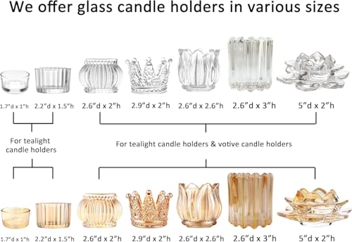 GOLDEAL 6Pcs Amber Crown Glass Tealight Candle Holders,Votive Candle Holders Bulk,Candlestick for Wedding,Party,Dinner, Home Table Decorative. - Image 4