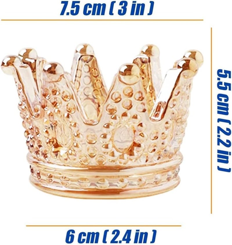 GOLDEAL 6Pcs Amber Crown Glass Tealight Candle Holders,Votive Candle Holders Bulk,Candlestick for Wedding,Party,Dinner, Home Table Decorative. - Image 5