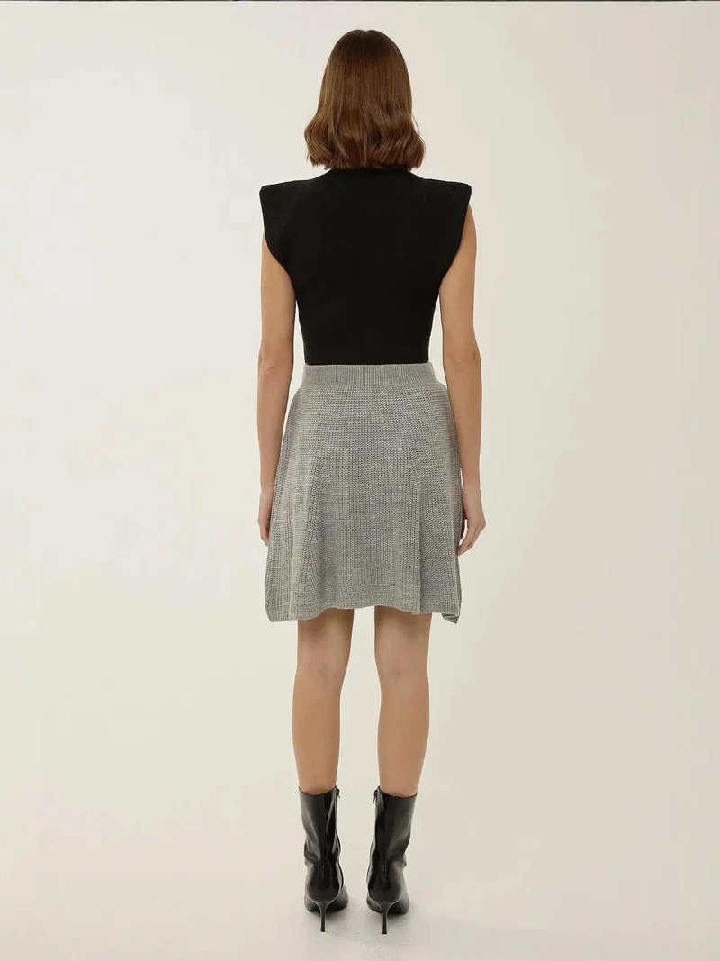Hiccup Grey Knit Mini Skirt for Women | Best Price UAE