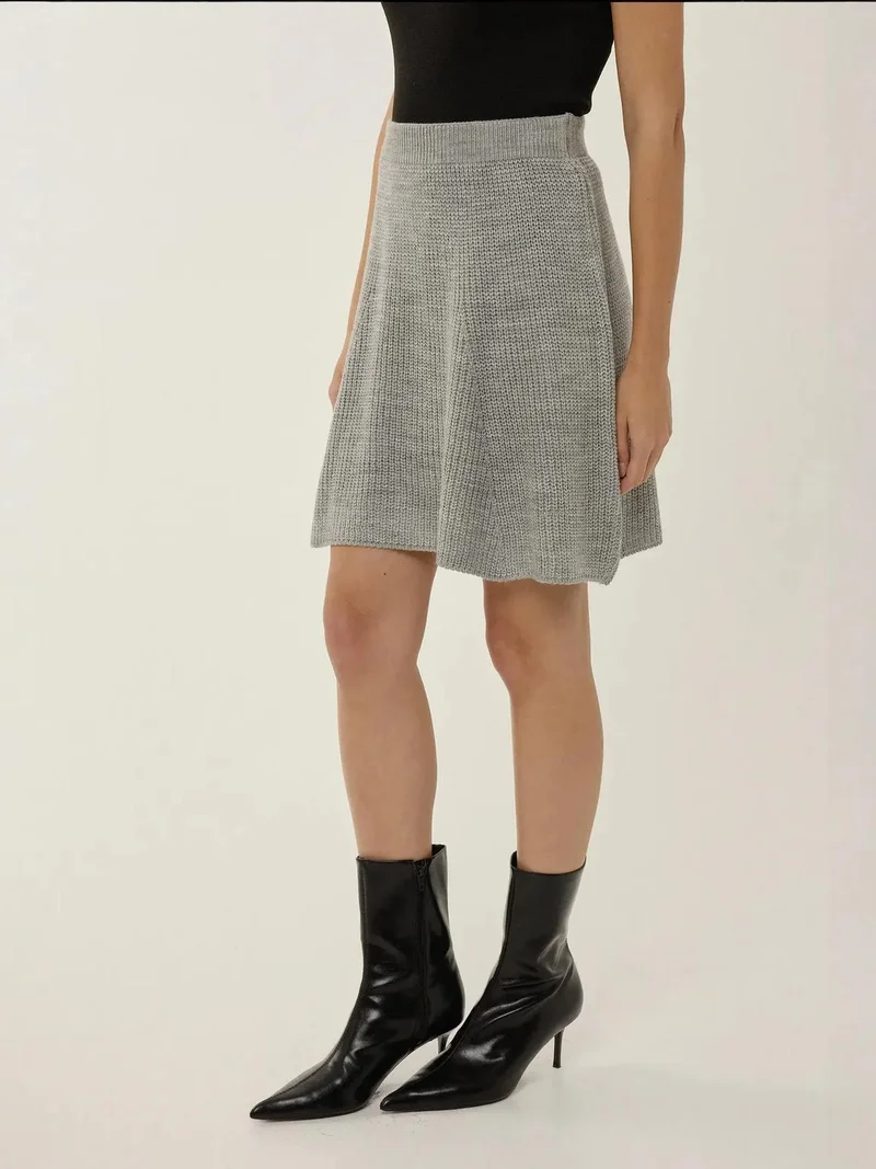 Hiccup Grey Knit Mini Skirt for Women | Best Price UAE