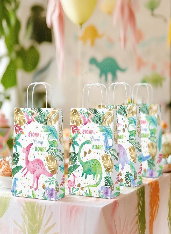 HaPiBiDesign Dinosaur Party Favor Bags, 24 Pack Dinosaur Goodie Bags with Handles, Girl Dinosaur Gift Bags, Pink Dinosaur Treat Bags for Kids Birthday Party, Dinosaur Party Supplies - Image 5