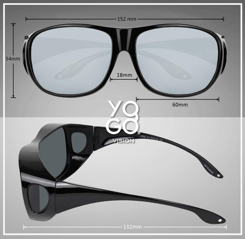 Yogo Vision نظارات شمسية يوجو فيجن فيت أوفر مع عدسات بولاريد، حماية 100% من الأشعة فوق البنفسجية للرجال والنساء - Image 4
