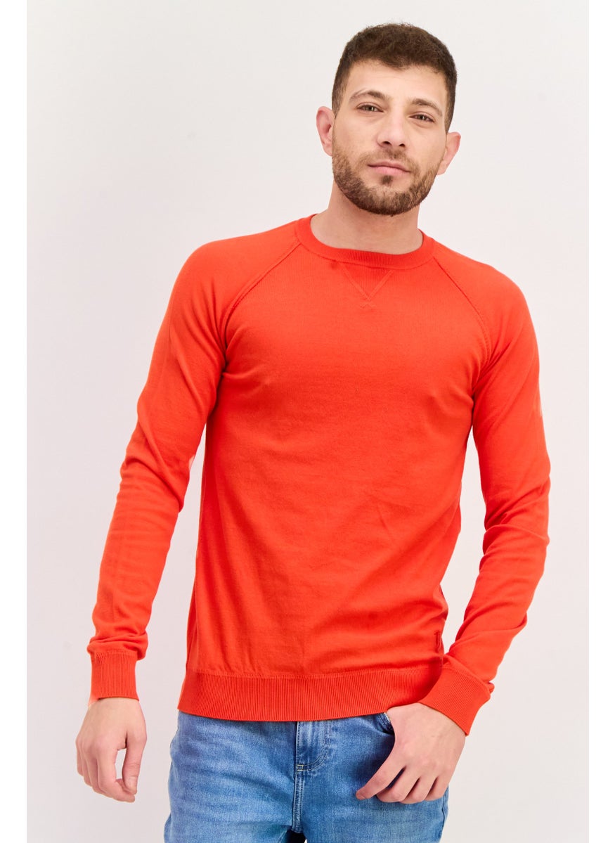 TRUSSARDI JEANS - Men Crew Neck Long Sleeve Solid Sweatshirt, Red - Image 1