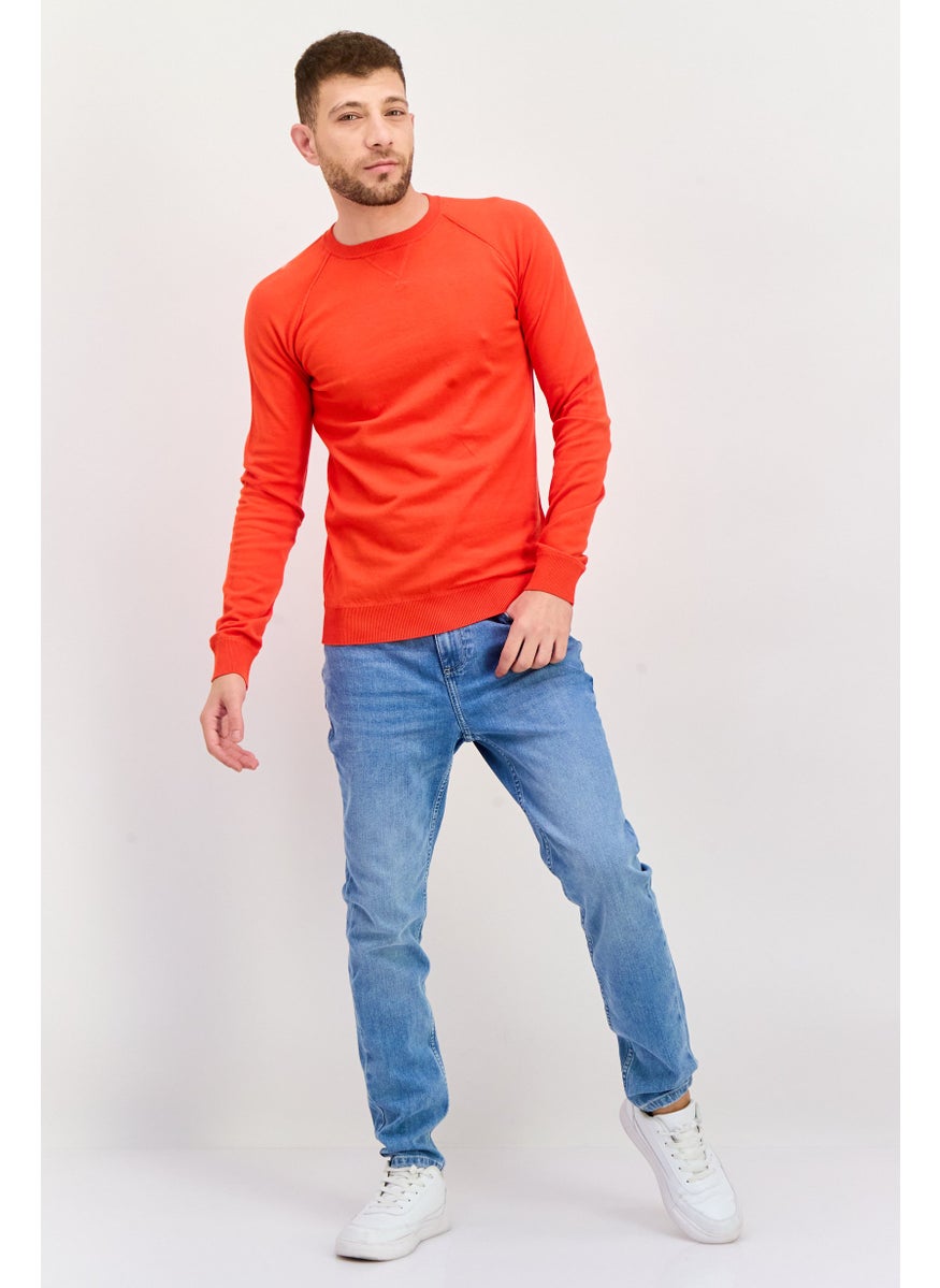 TRUSSARDI JEANS - Men Crew Neck Long Sleeve Solid Sweatshirt, Red - Image 1