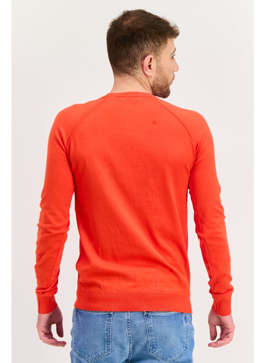 TRUSSARDI JEANS - Men Crew Neck Long Sleeve Solid Sweatshirt, Red - Image 1