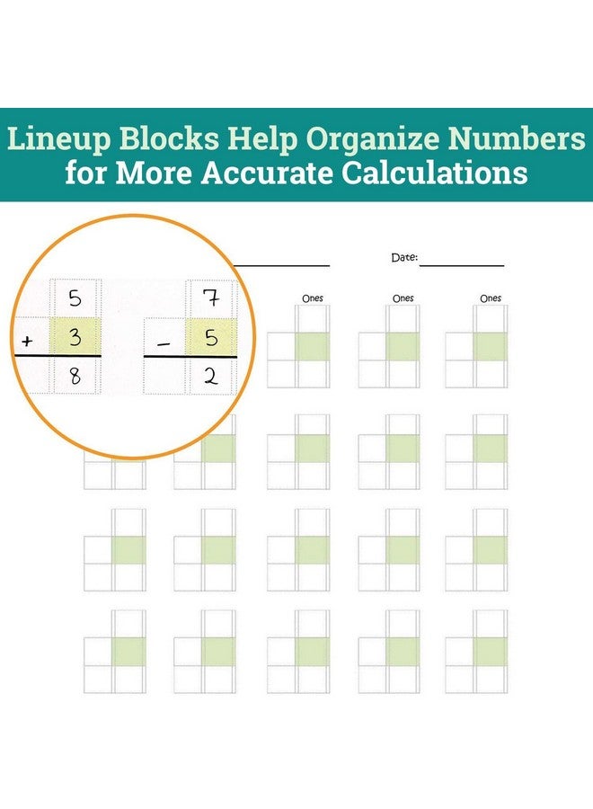 Channie's Math Prek-1St Grades, 80 Pages Strong Paper, 8.5" X 11" With Hardboard Back Lineup Pad Workbook Math Line-Up - Image 5