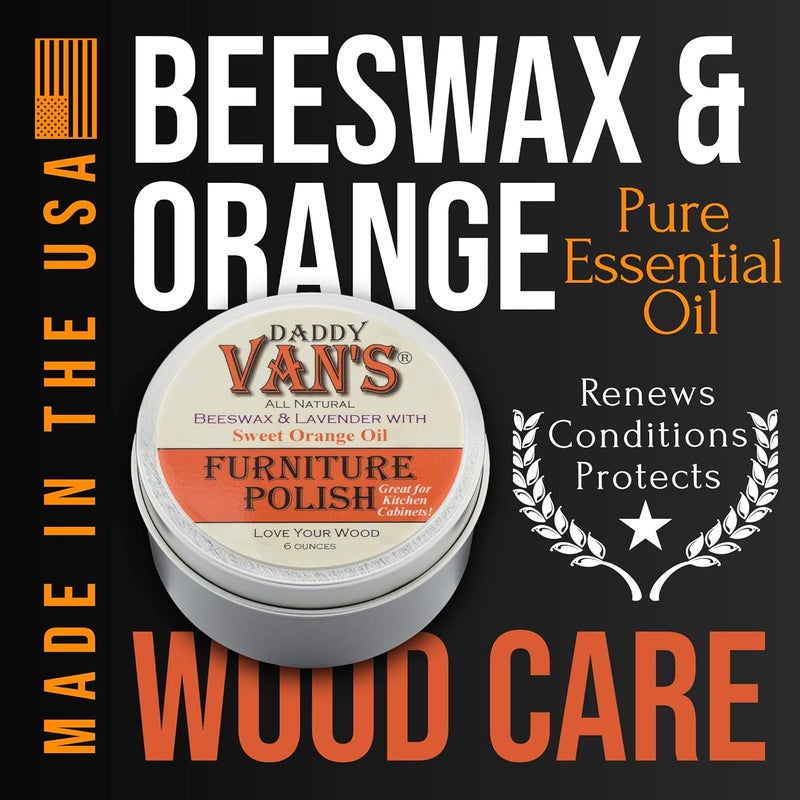 Daddy Van's All Natural Beeswax Furniture Polish with Lavender & Sweet Orange Oil - 6 Ounces - Image 2