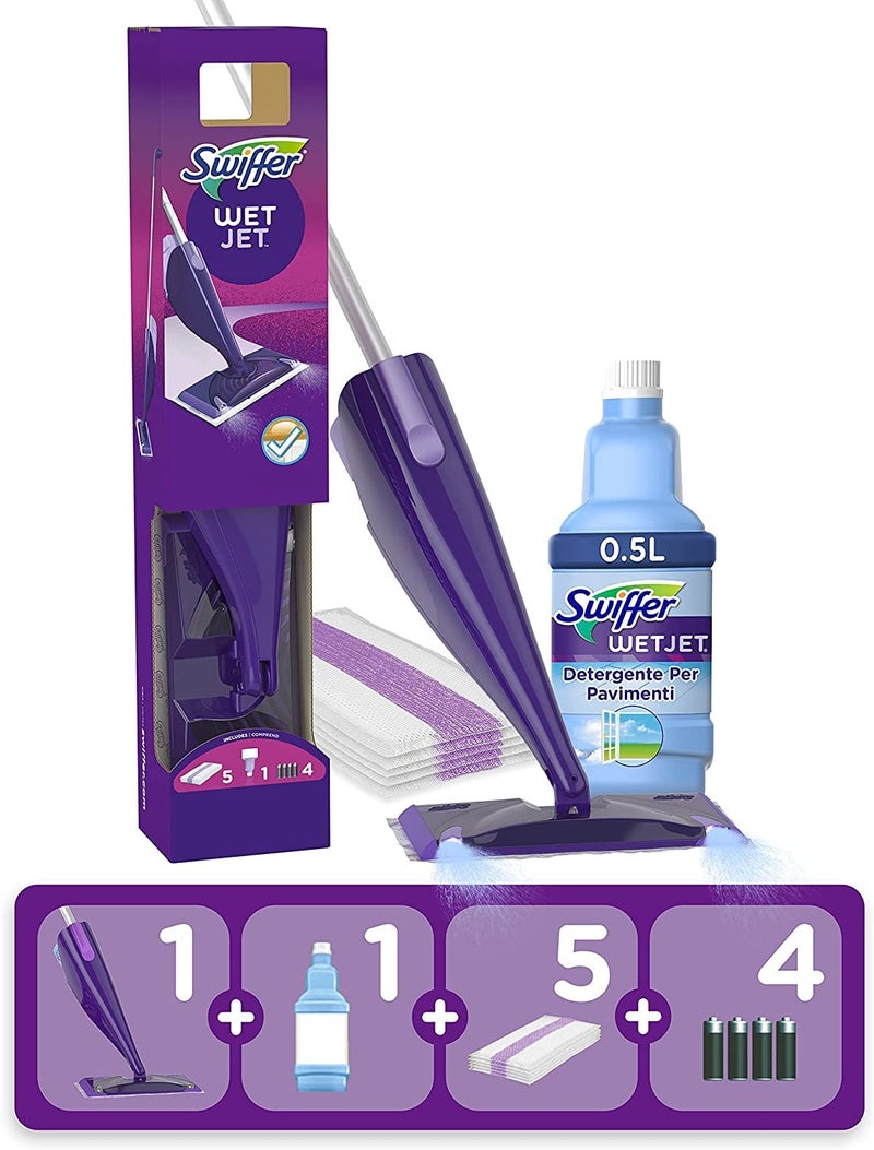 Swiffer مجموعة بدء تشغيل ممسحة الأرضيات سويفر ويتجيت مع 1 ويتجيت 5 وسادات 1 محلول تنظيف 4 بطاريات - Image 3