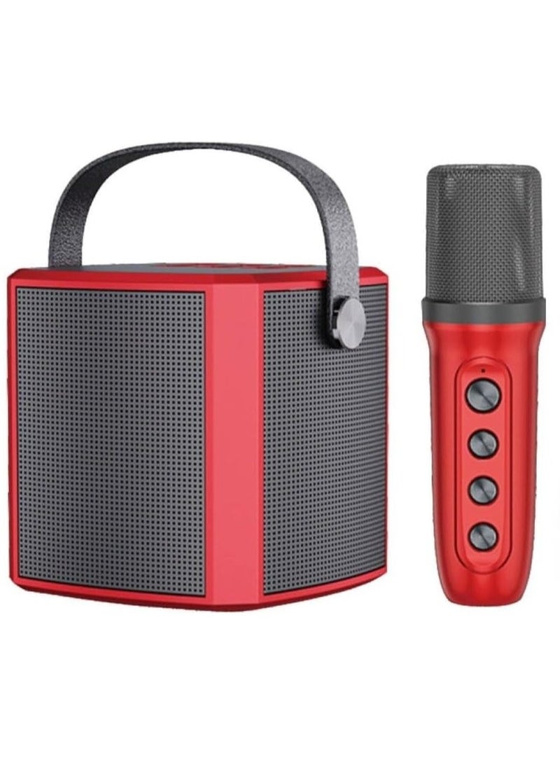 ELTRAZONE Portable Bluetooth Karaoke Speaker with Rechargeable Wireless Microphone, Type-C Charging, Multiple Voice Modes, TF Card Support for Music Storage, Fun Karaoke Speaker for Kids & Adults (Red) - Image 1