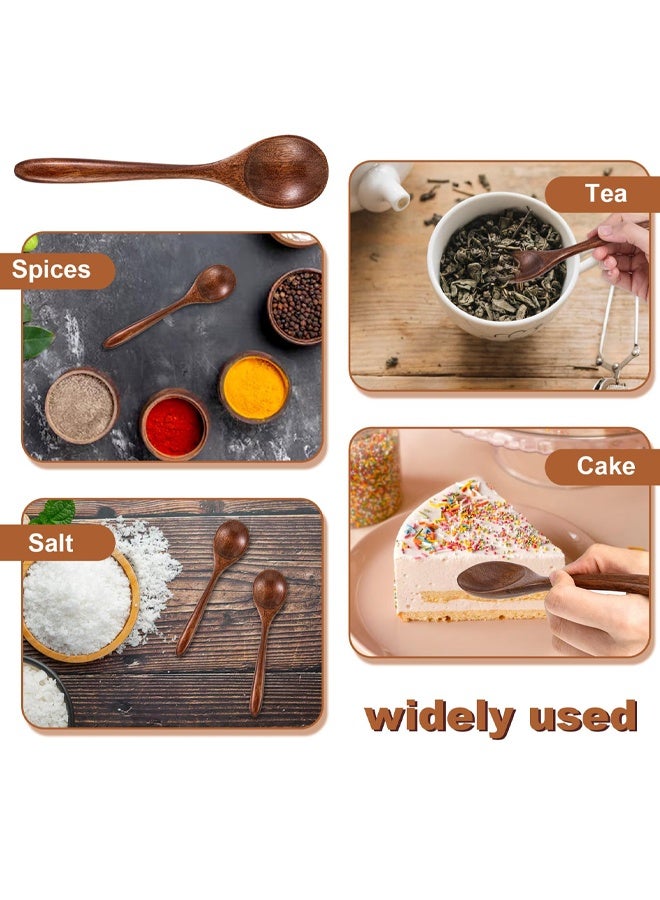 4 Pcs Wooden Spoons for Eating 5.9 inch Wooden Honey Spoons Small Wood Teaspoons for Stirring Coffee, Little Wood Table Spoon for Cooking, Desserts Cereal - Image 3