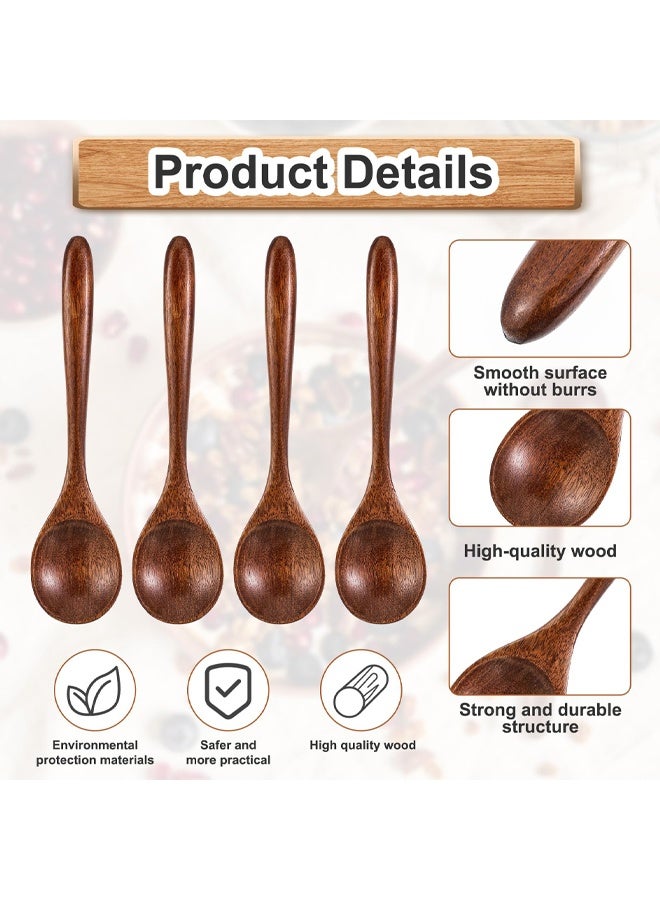 4 Pcs Wooden Spoons for Eating 5.9 inch Wooden Honey Spoons Small Wood Teaspoons for Stirring Coffee, Little Wood Table Spoon for Cooking, Desserts Cereal - Image 4