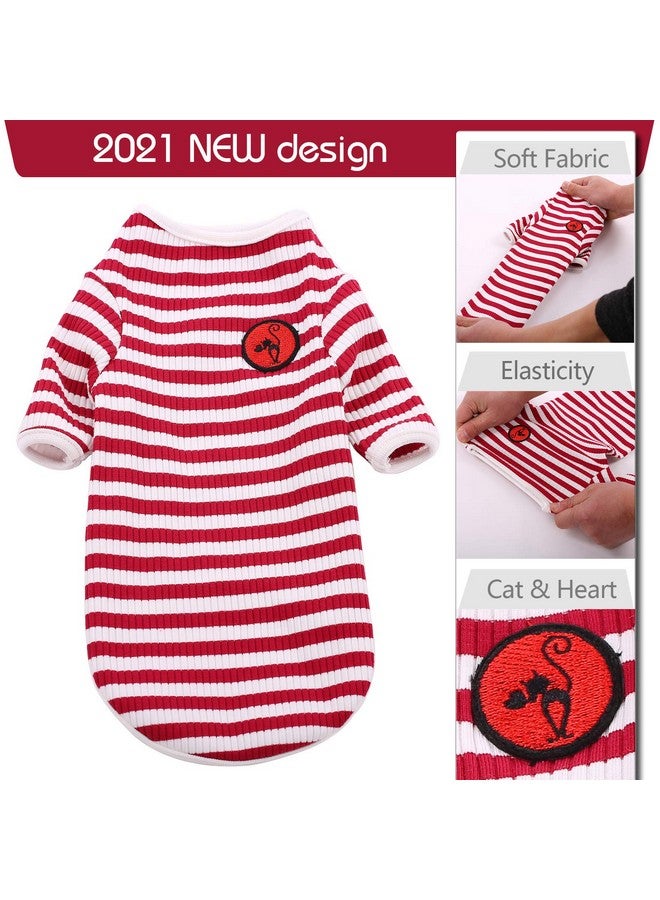 DENTRUN DENTRUN Hairless Cats Shirt Breathable Cat Daily Wear Clothes Stripe Vest Adorable Pajamas Jumpsuit Soft & Skin-Friendly - Image 3