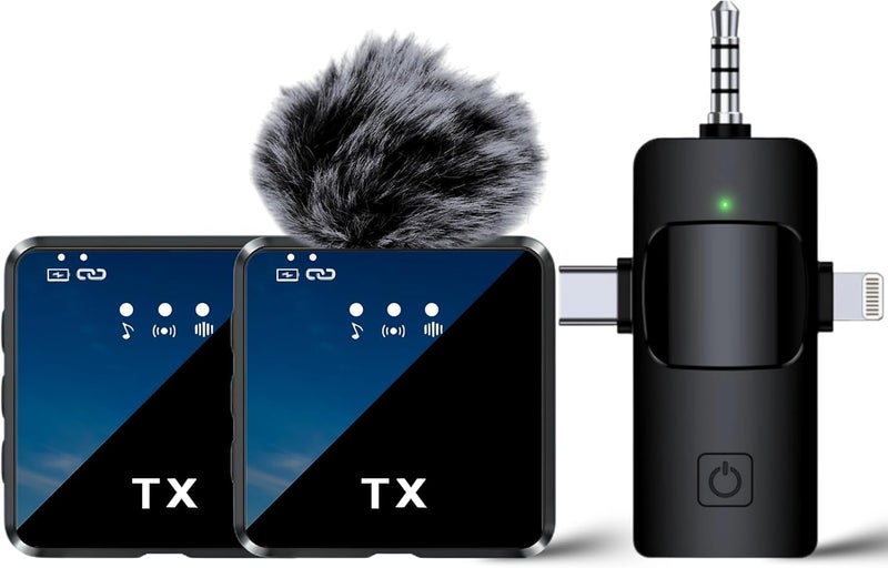 coku F11-2 Wireless Lavalier Microphone 3-in-1 | Noise Cancelling Mic for YouTube, Vlogging, Interviews, Streaming | Compatible with Android, iPhone, Cameras, Laptop - Image 1