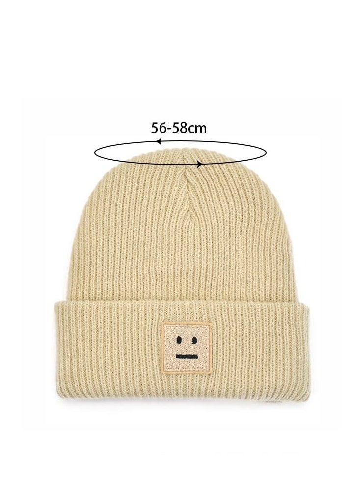 Daytoyz - Knitted Hat Women's Winter Hat Caps Beanie Hats Embroidered Knitted Hat with Sad Expression Warm Wool Hat for Men and Women Knitted Hat in Hip-Hop Style - Image 1