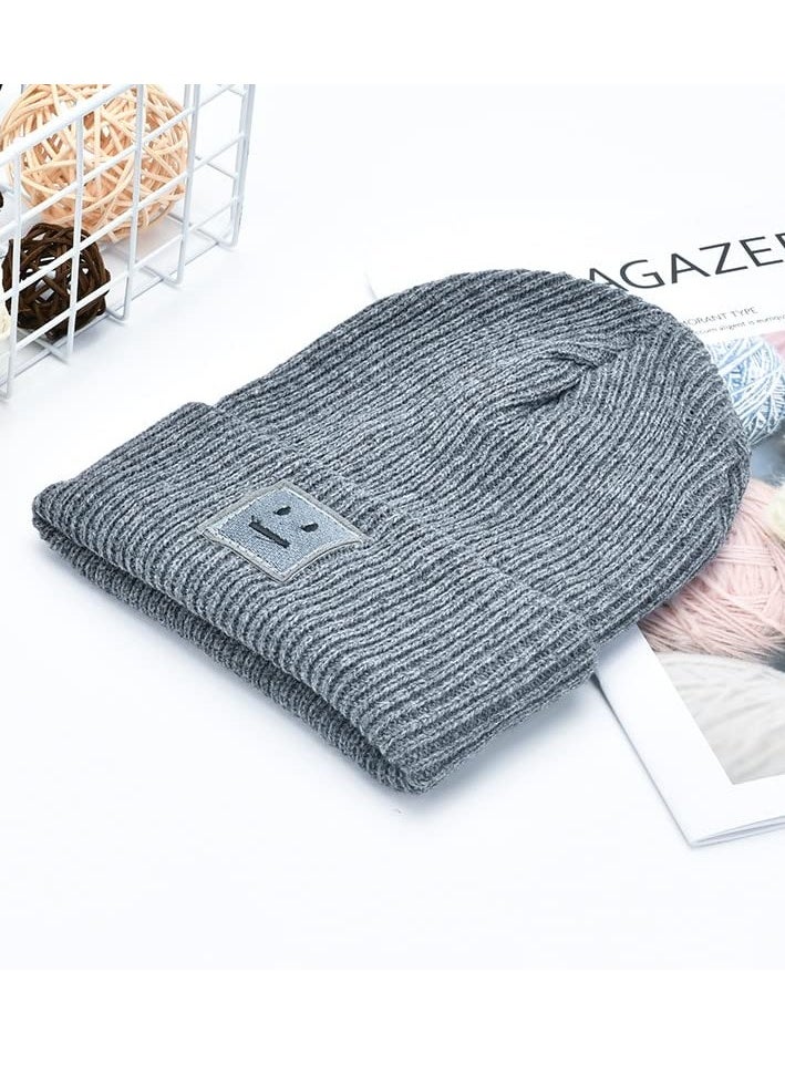 Daytoyz - Knitted Hat Women's Winter Hat Caps Beanie Hats Embroidered Knitted Hat with Sad Expression Warm Wool Hat for Men and Women Knitted Hat in Hip-Hop Style - Image 1