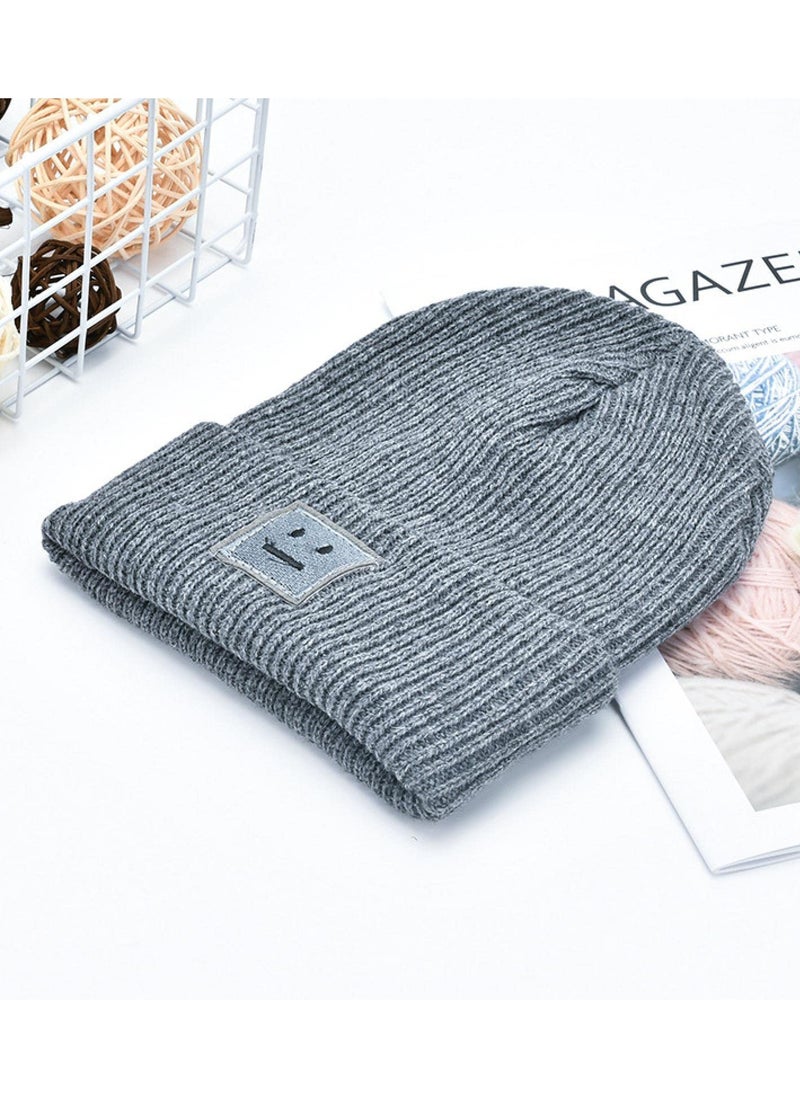 Daytoyz - Knitted Hat Women's Winter Hat Caps Beanie Hats Embroidered Knitted Hat with Sad Expression Warm Wool Hat for Men and Women Knitted Hat in Hip-Hop Style - Image 1