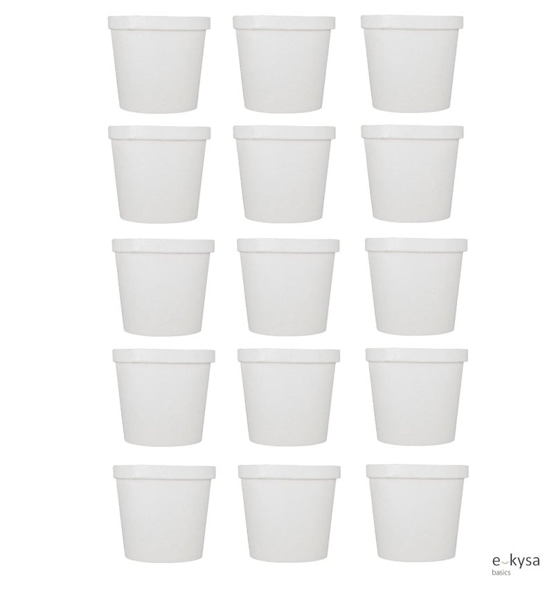 e kysa basics Disposable Hard Paper Food Container Bowl with lid, 1000 ml, Pack of 15 - White - Image 4