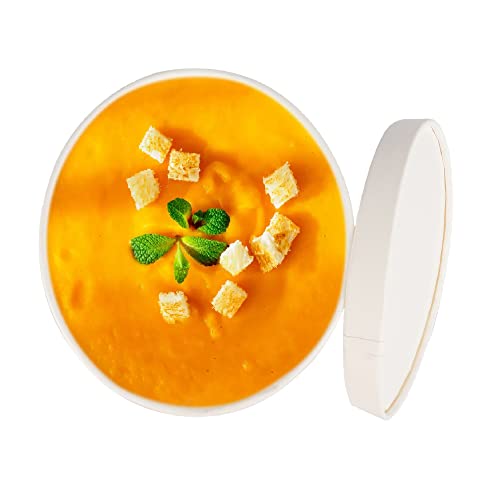 e kysa basics Disposable Hard Paper Food Container Bowl with lid, 1000 ml, Pack of 15 - White - Image 1