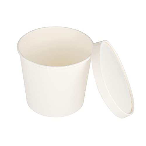e kysa basics Disposable Hard Paper Food Container Bowl with lid, 1000 ml, Pack of 15 - White - Image 5