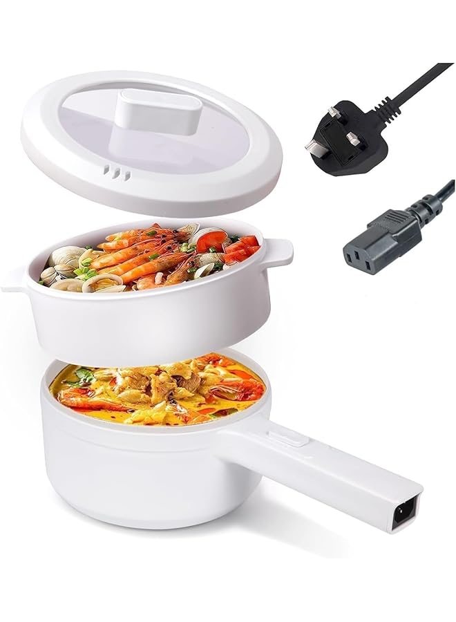 erorex 2L Food Steamers Electric Hot Pot With Steamer And Temperature Control Two Power Adjustments Multifunctional Non Stick Pot Portable Saucepan Electric Cooking Pot - Image 1