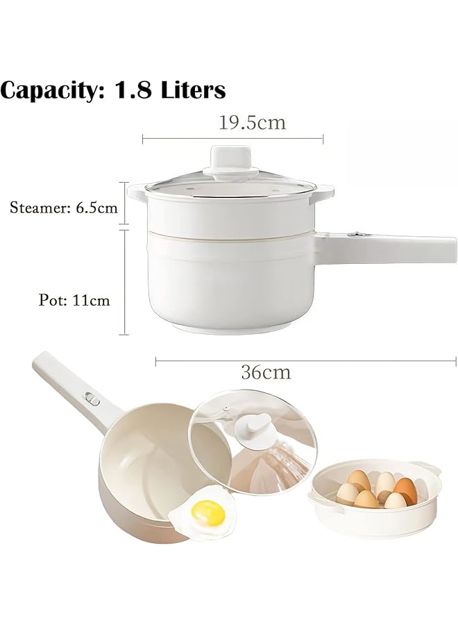 erorex 2L Food Steamers Electric Hot Pot With Steamer And Temperature Control Two Power Adjustments Multifunctional Non Stick Pot Portable Saucepan Electric Cooking Pot - Image 2