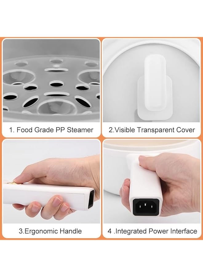 erorex 2L Food Steamers Electric Hot Pot With Steamer And Temperature Control Two Power Adjustments Multifunctional Non Stick Pot Portable Saucepan Electric Cooking Pot - Image 4