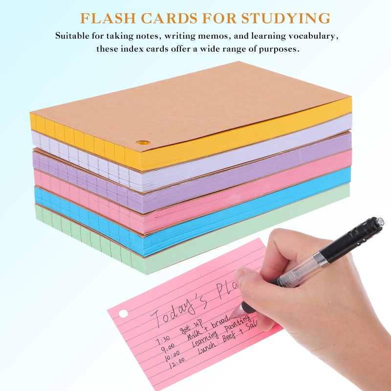 6pcs Pastel Colored Index Cards with Rings 50 Sheets Dual Sided Flashcards for Study Notes - Image 4