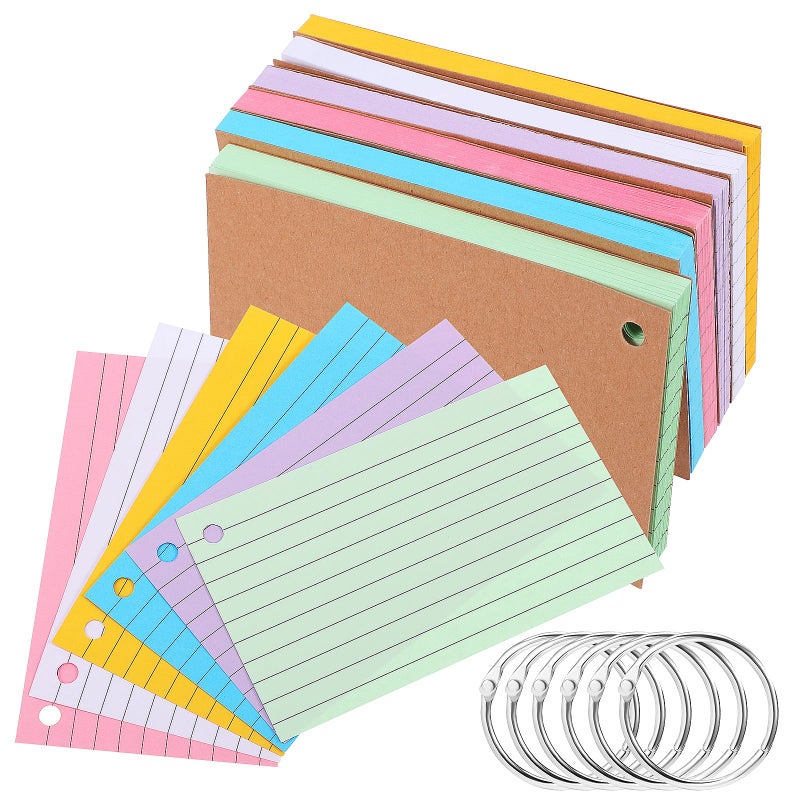 6pcs Pastel Colored Index Cards with Rings 50 Sheets Dual Sided Flashcards for Study Notes - Image 2