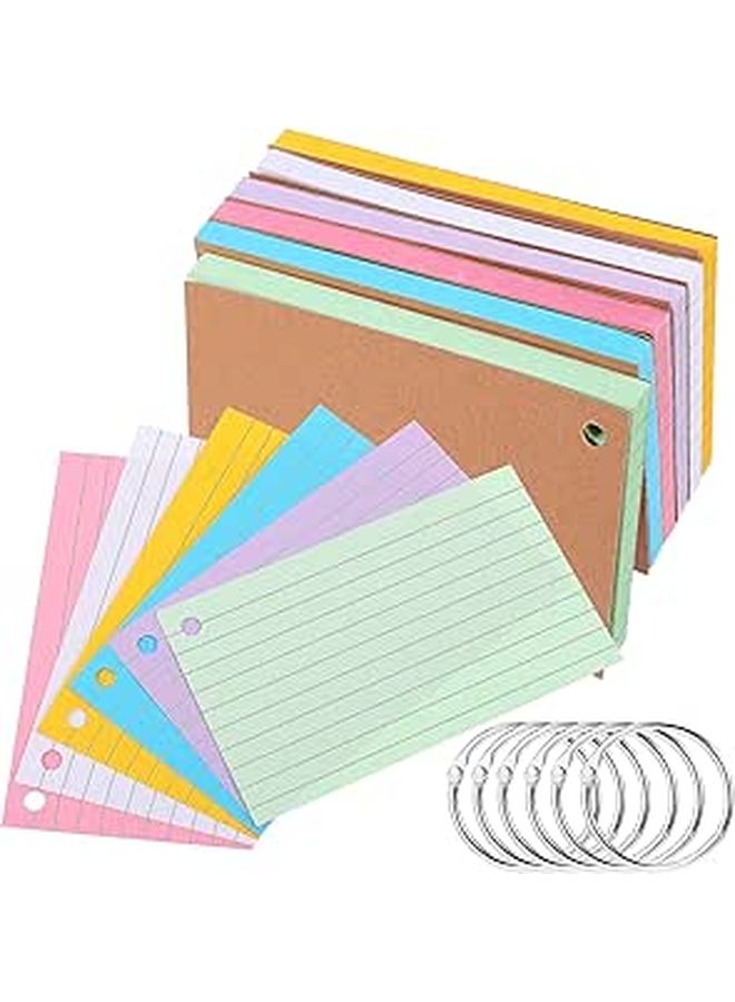 6pcs Pastel Colored Index Cards with Rings 50 Sheets Dual Sided Flashcards for Study Notes - Image 1