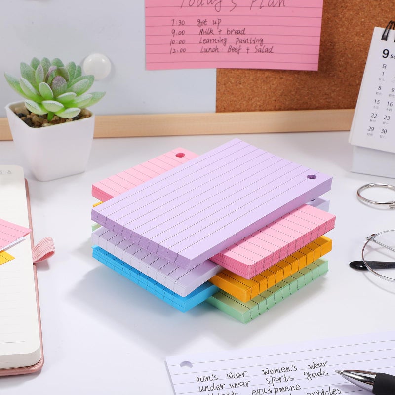 6pcs Pastel Colored Index Cards with Rings 50 Sheets Dual Sided Flashcards for Study Notes - Image 5