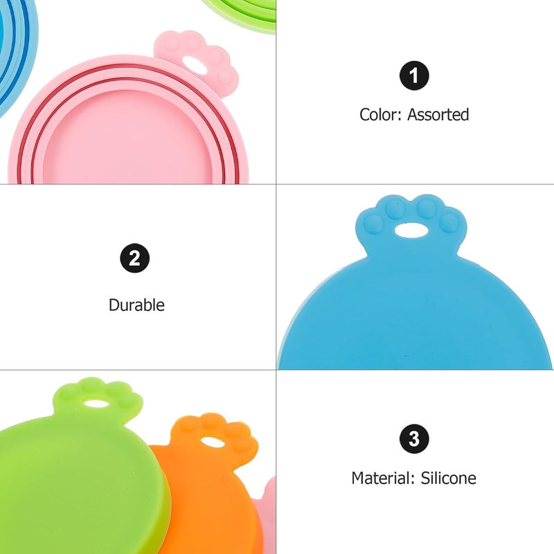 4pcs Silicone Sealing Can Lids Set for Pet Food Universal Food Can Covers with Airtight Seal Silicone Caps in Orange Green Pink Blue - Image 3