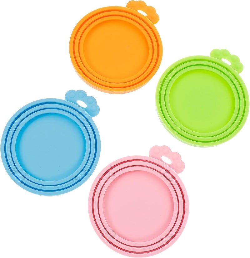 4pcs Silicone Sealing Can Lids Set for Pet Food Universal Food Can Covers with Airtight Seal Silicone Caps in Orange Green Pink Blue - Image 1