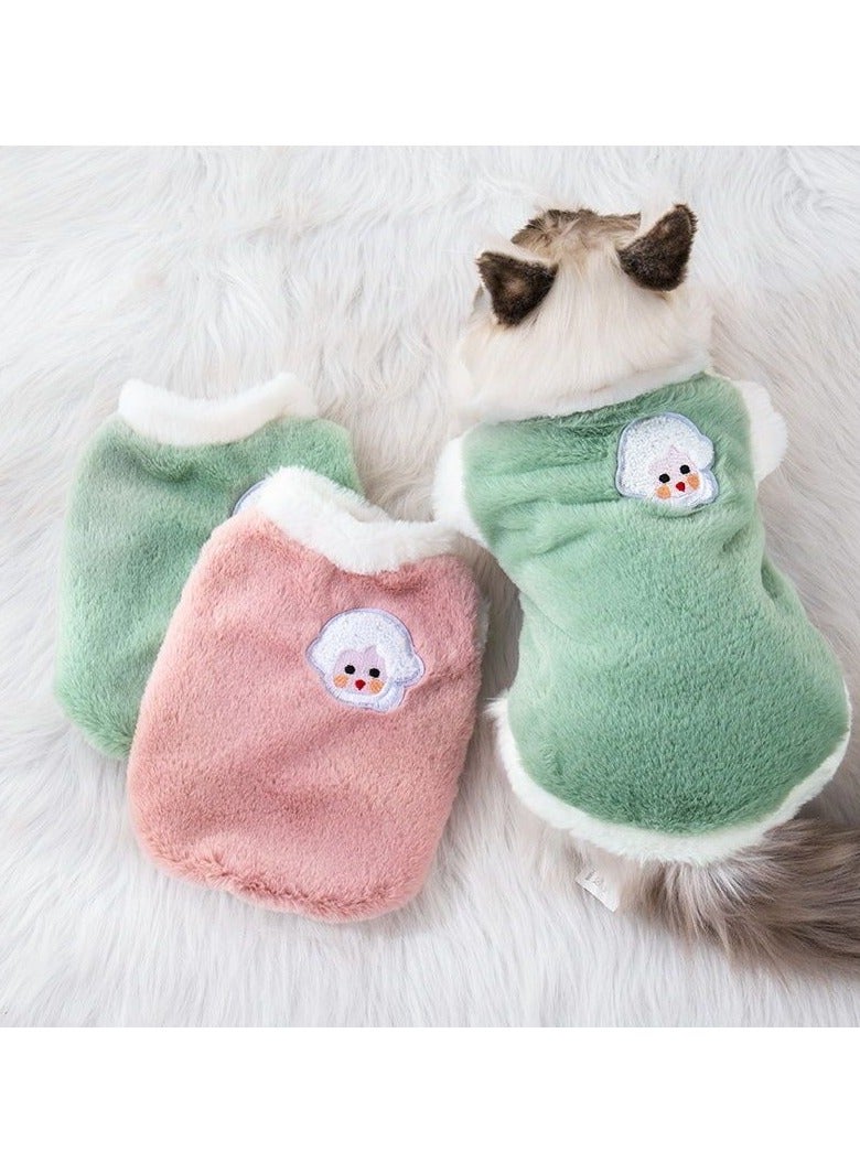 A.M Cat And Dog Furry Plain Furry Vest for Small to Large Dogs Soft Solid Color Apparel Cartoon Lamb Pullover Spring Pajamas - Image 1
