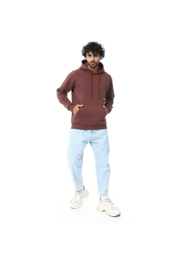 كوب سويت شيرت رجالي بغطاء رأس سادة بأكمام طويلة - Image 1