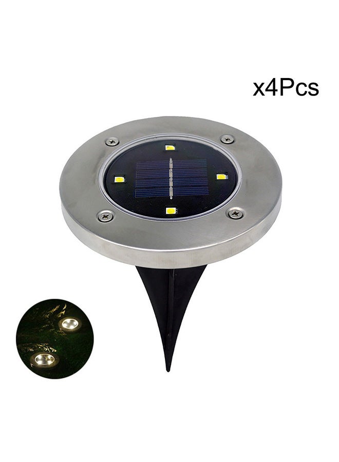 Voberry 4-Piece 4 LED Solar Power Buried Outdoor Light Yellow 20x15cm