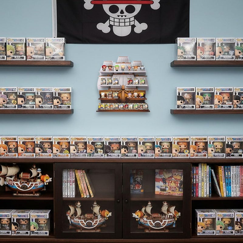 AUFGELD Pirate Ship Display Shelf for Funko Bitty Pops One Piece Series â€“ Wall-Mountable Bitty Pop Organizer Rack & Decorative Pirate Ship Shelf - Image 2