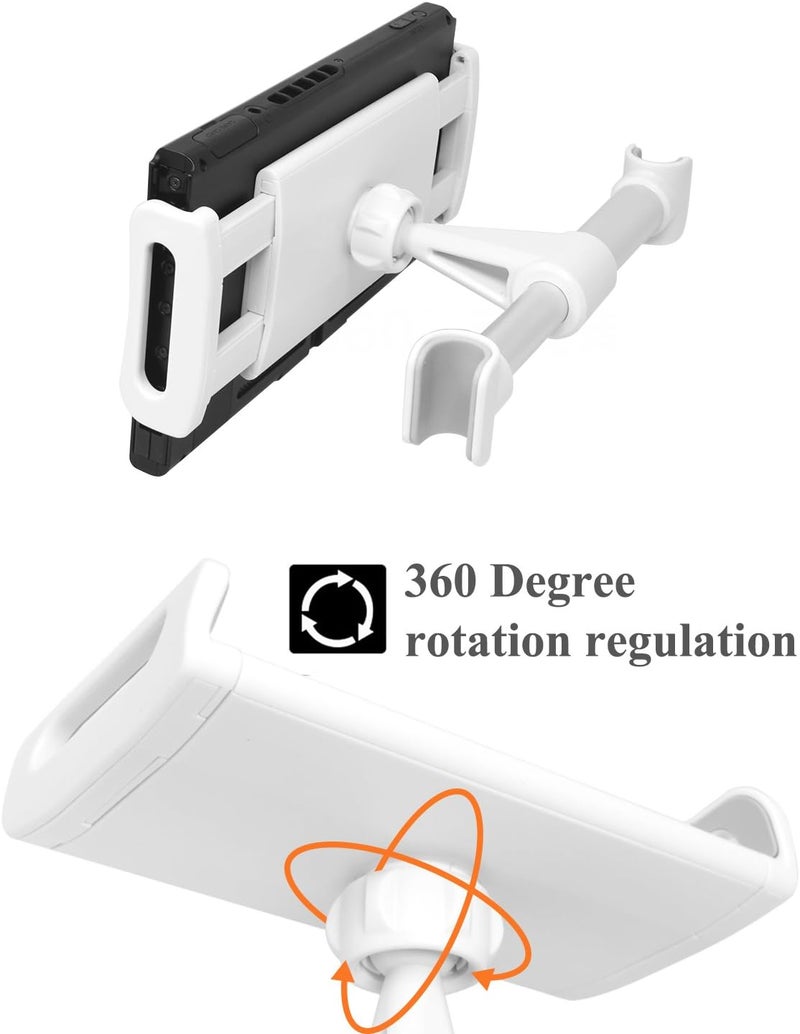 FYOUNG Car Headrest Mount Compatible with Switch/Swith OLED Model 2021, Adjustable Car Holder Compatible with Switch/iPhone/iPad and Other Devices (4"-11") - White - Image 2