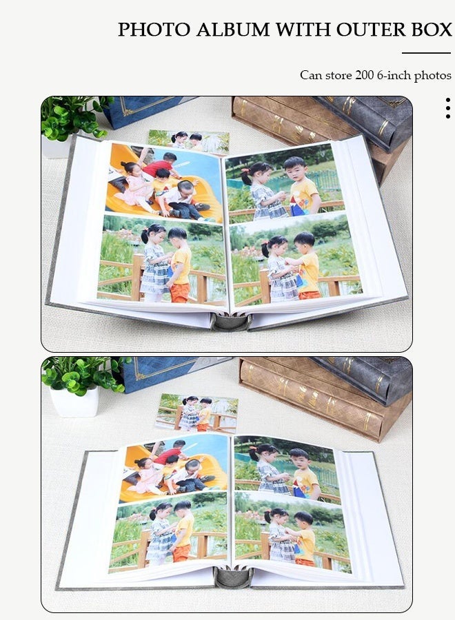 MIXDE 200 Pockets Foil Stamping Photo Album for 6 Inches Photos Portable Photo Album for Family Wedding Boys Girls - Image 3