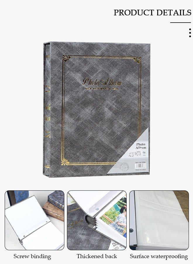 MIXDE 200 Pockets Foil Stamping Photo Album for 6 Inches Photos Portable Photo Album for Family Wedding Boys Girls - Image 2