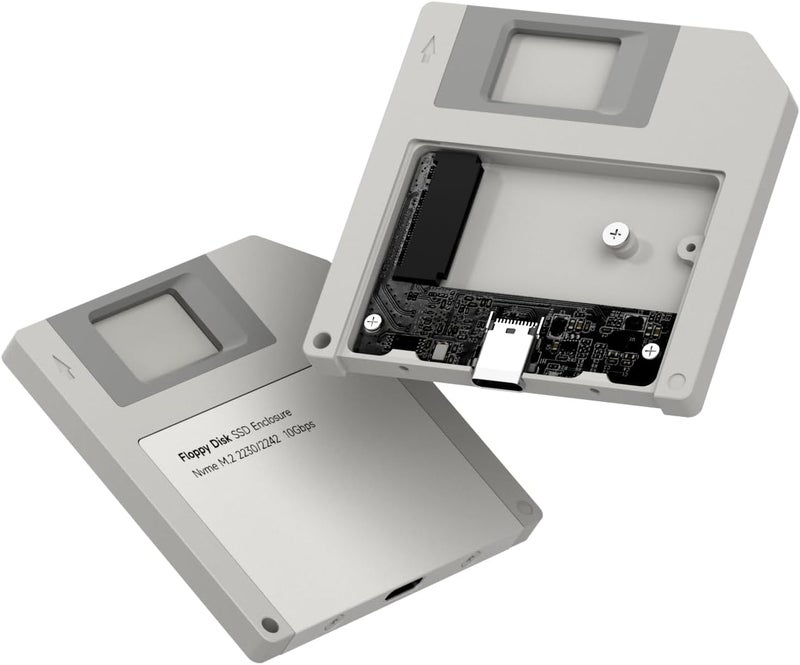 Hagibis SSD Enclosure, Floppy Disk Style USB 3.2 Gen2 10Gbps to NVMe PCI-E M.2 2230/2242 SSD Case, M.2 External Hard Drive Enclosure for MacBook Laptop iPad Android iPhone 17 Pro Max (Grey) - Image 1