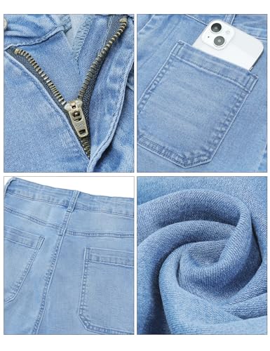 luvamia Wide Leg Jeans for Women Trendy High Waisted Flare Jeans Cropped Denim Pants Stretchy Baggy with Patch Pockets Womens Baggy Jeans for Women High Waisted Trousers Womenlakeside Blue Size 18 - Image 4