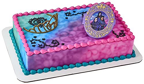 DecoPac DecoSet Disney Descendants 3 Good 2 B Bad Cake Topper 2Pc Disney Descendants Decorations Set with Golden Tiara and Oversized Compact - Image 1