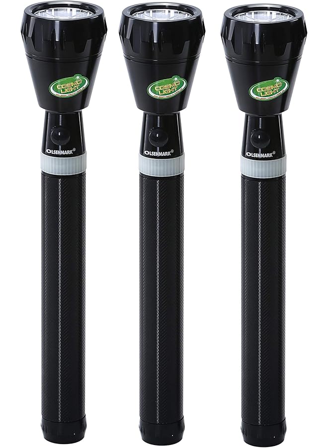 Olsenmark Rechargeable LED Flashlight 3 Pcs Super Bright Torch Light Built in 3000mAh Battery 1000 Distance Range Powerful Torch for Camping Hiking Trekking Outdoor. - Image 3