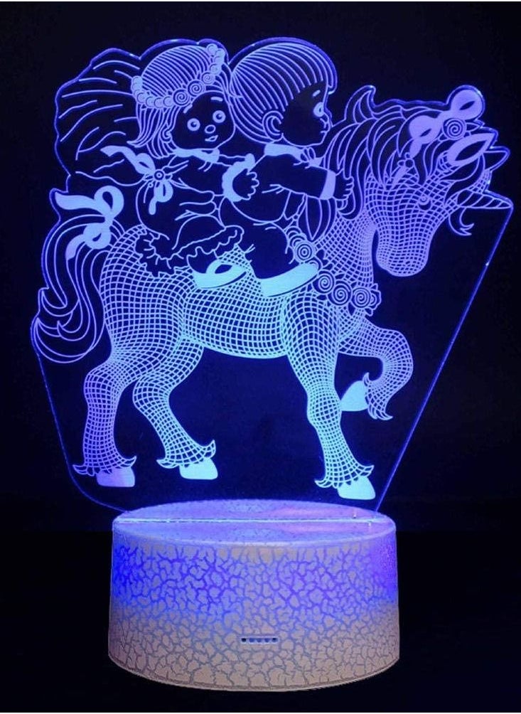 althiqahkey 3D Multicolor Night Light Remote Control Optical Illusion LED Nightstand Lights Cartoon Animal Unicorn with 16 Colors Wall Lamp Decor for Bedroom Kids Game Room Party Gifts for Boys Girls Kids Birth  - Image 1